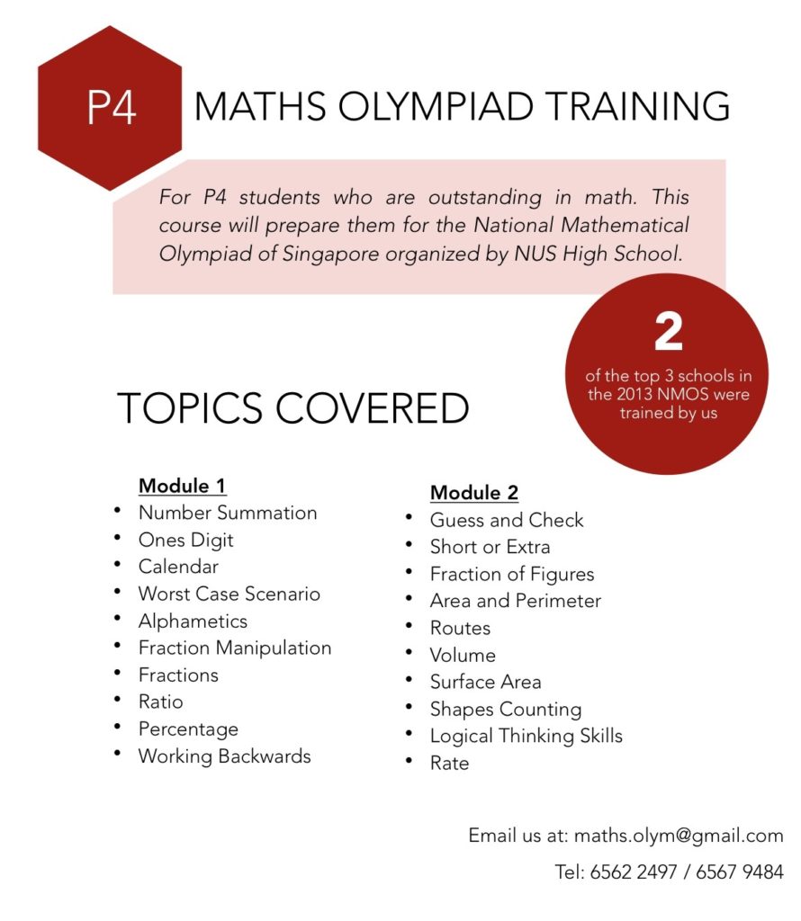 P4 Maths Olympiad MathsHub Math and Science Enrichment Centre Singapore